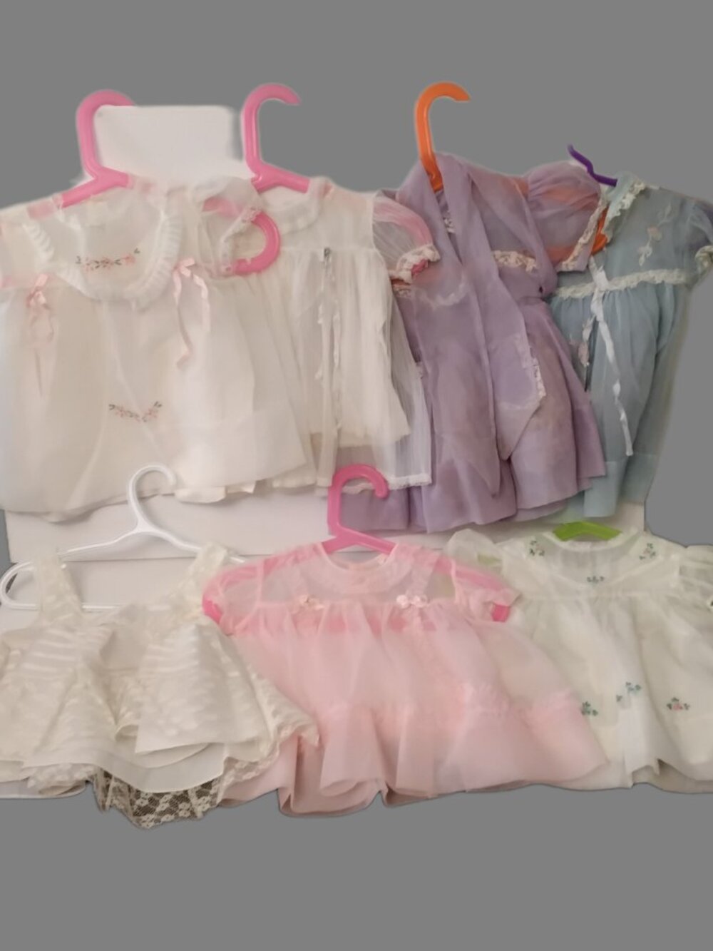 Vintage Mid-Century Sheer Pastel Baby Dresses – Choice of Blue, Lavender, Pink,